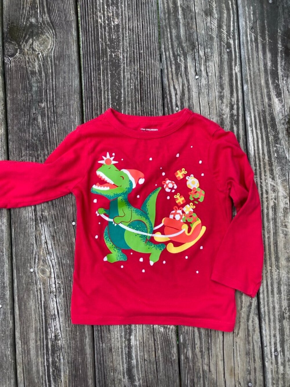 The Children’s Place Red Dino Christmas Tee – 3T